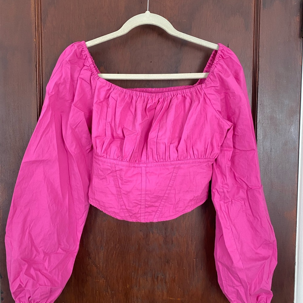 Pink Off-Shoulder Women's Top 100% cotton
